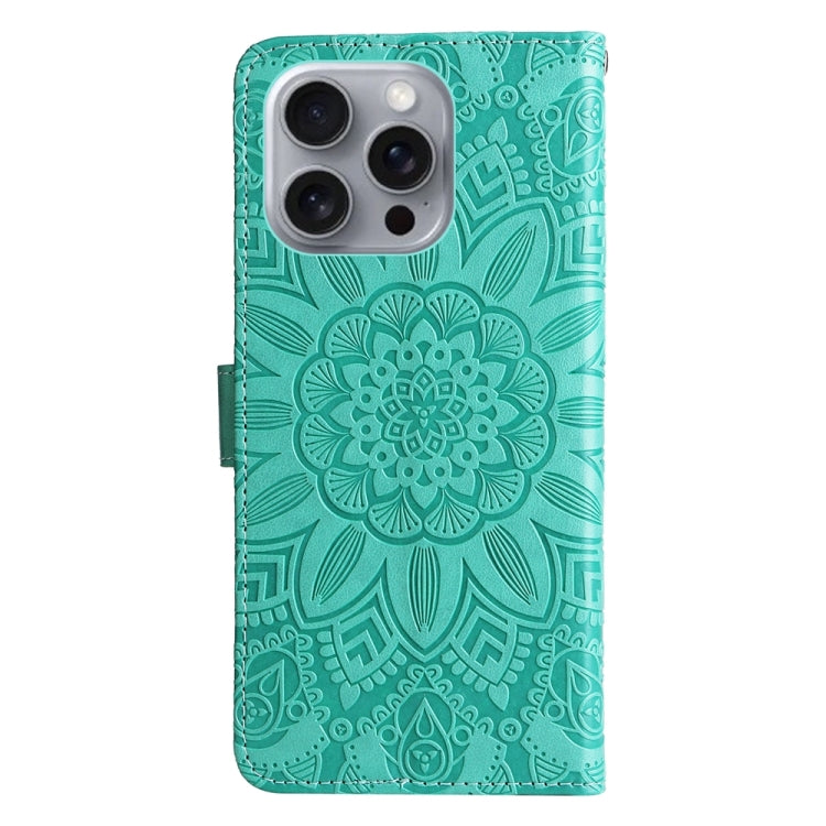 For iPhone 16 Pro Max Embossed Sunflower Leather Phone Case