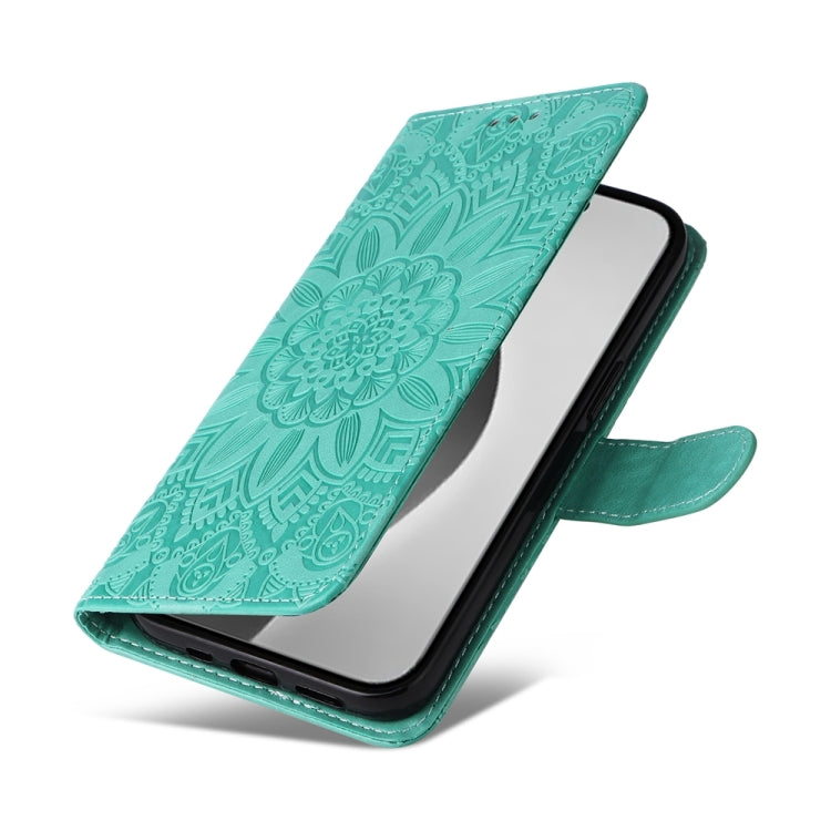For iPhone 16 Pro Max Embossed Sunflower Leather Phone Case