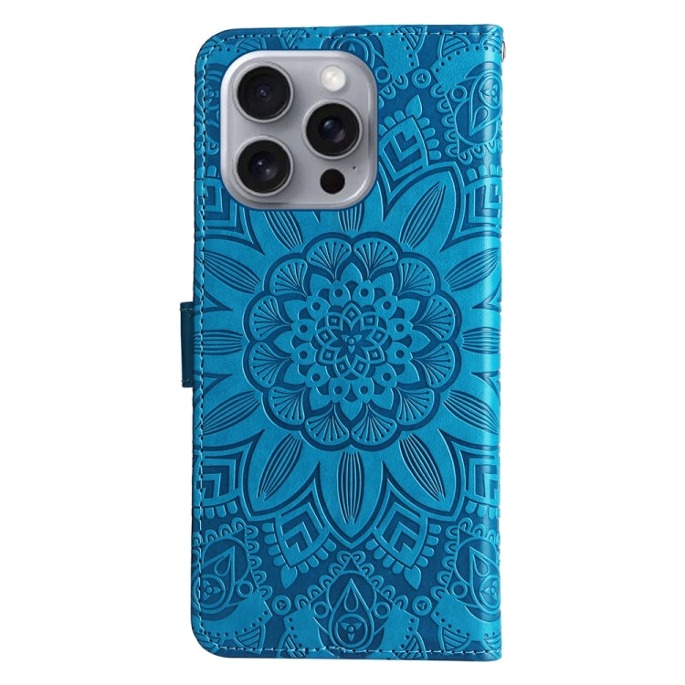 For iPhone 16 Pro Max Embossed Sunflower Leather Phone Case
