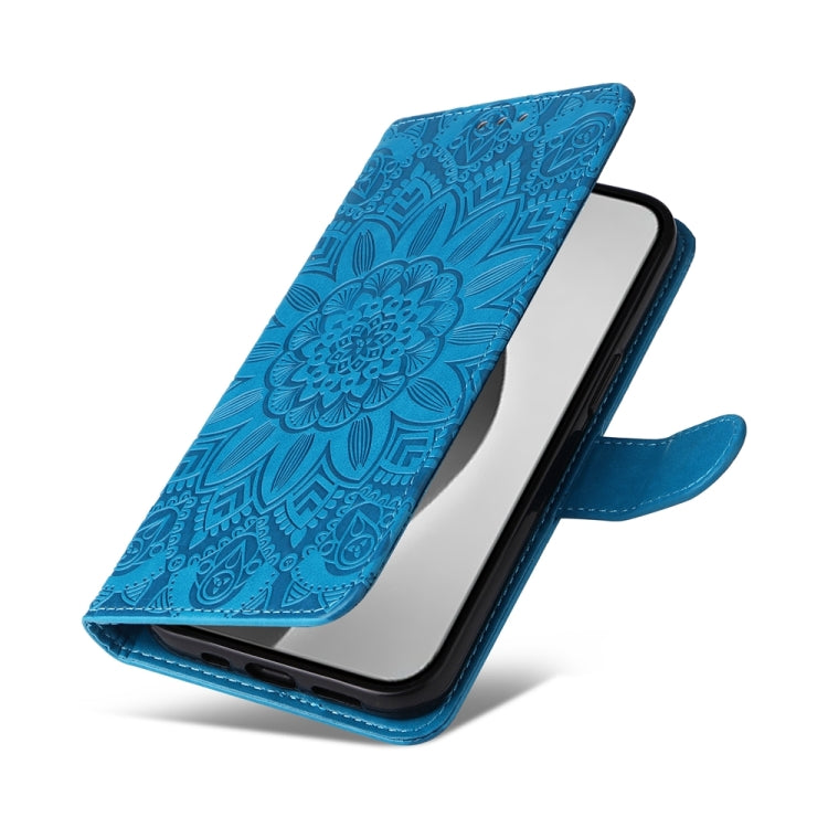 For iPhone 16 Pro Max Embossed Sunflower Leather Phone Case