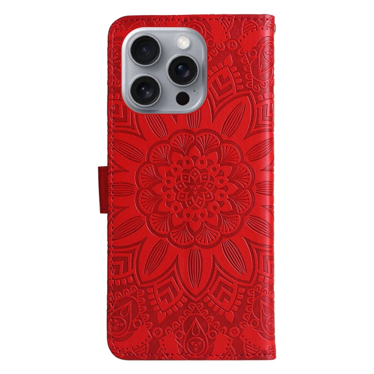 For iPhone 16 Pro Max Embossed Sunflower Leather Phone Case