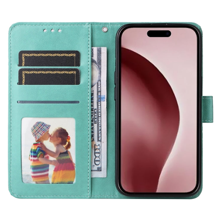 For iPhone 16 Pro Embossed Sunflower Leather Phone Case
