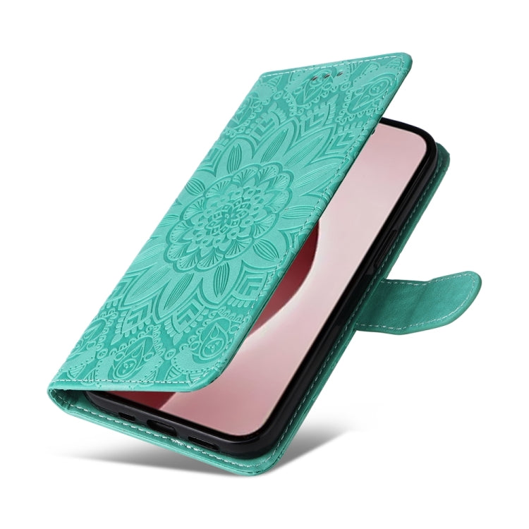 For iPhone 16 Pro Embossed Sunflower Leather Phone Case