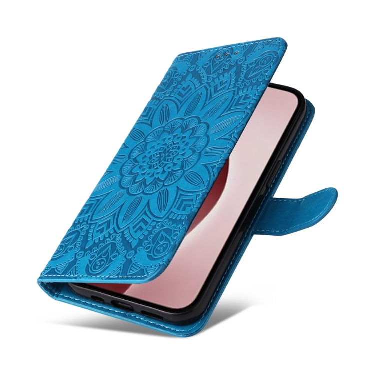 For iPhone 16 Pro Embossed Sunflower Leather Phone Case