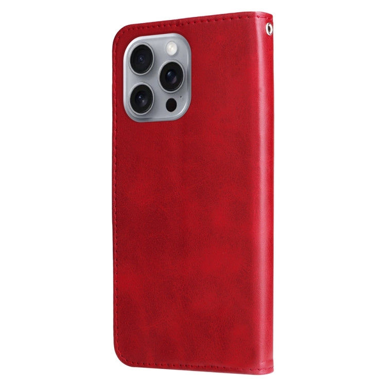 For iPhone 16 Pro Max Fashion Calf Texture Zipper Leather Phone Case