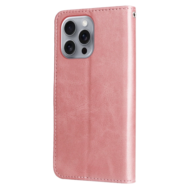 For iPhone 16 Pro Max Fashion Calf Texture Zipper Leather Phone Case