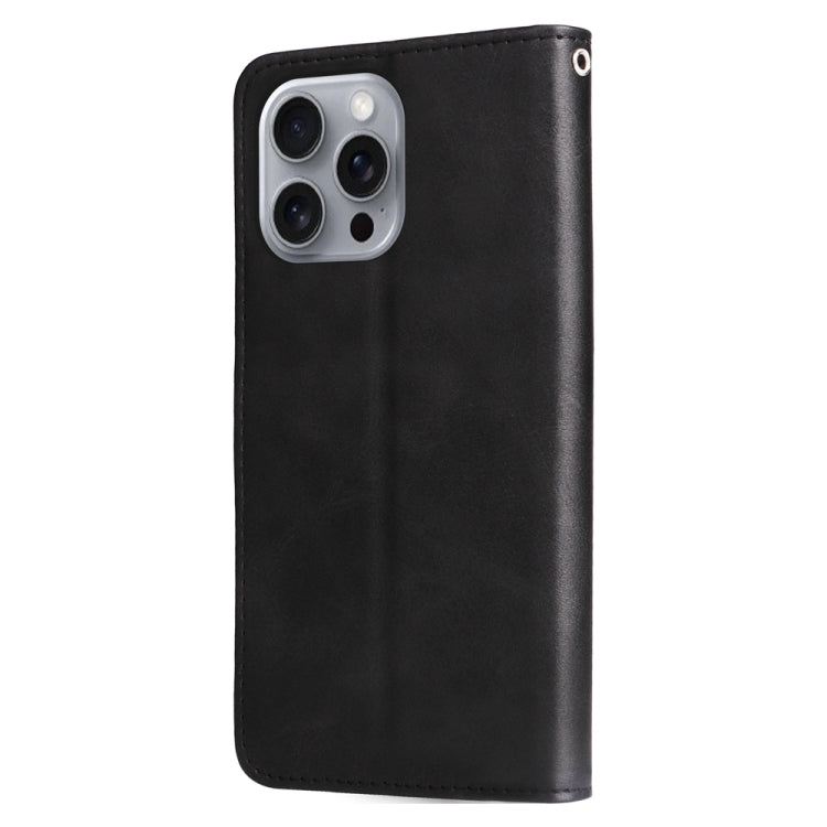 For iPhone 16 Pro Max Fashion Calf Texture Zipper Leather Phone Case
