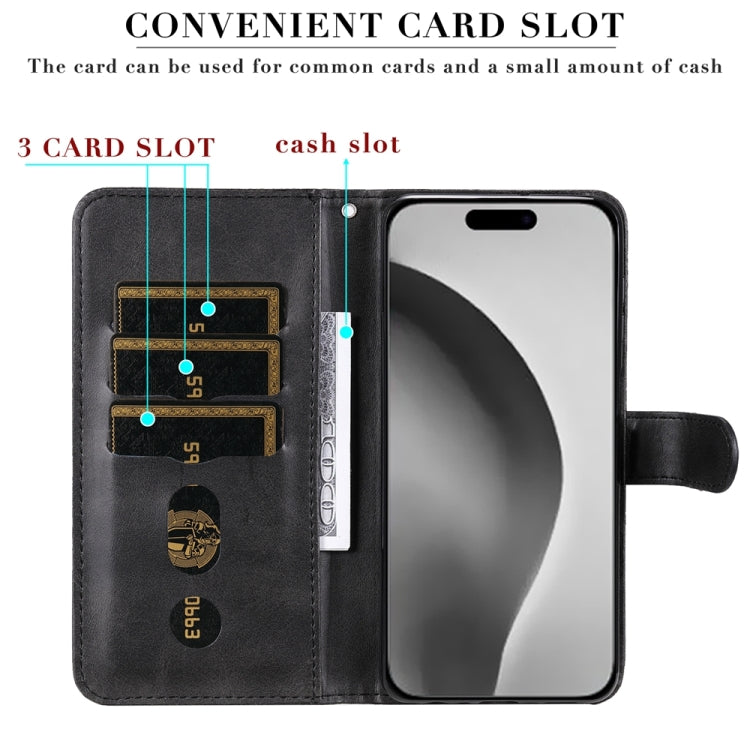 For iPhone 16 Pro Max Fashion Calf Texture Zipper Leather Phone Case