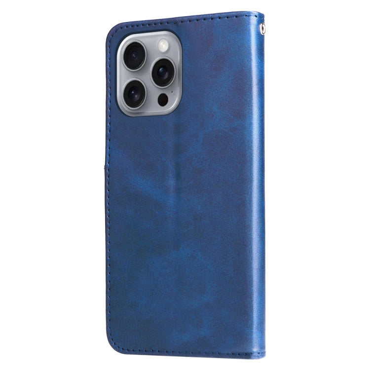 For iPhone 16 Pro Max Fashion Calf Texture Zipper Leather Phone Case
