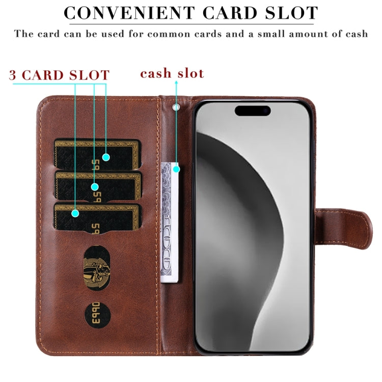 For iPhone 16 Pro Max Fashion Calf Texture Zipper Leather Phone Case