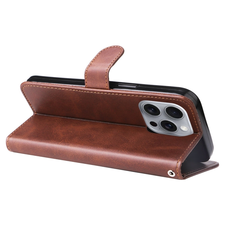 For iPhone 16 Pro Max Fashion Calf Texture Zipper Leather Phone Case