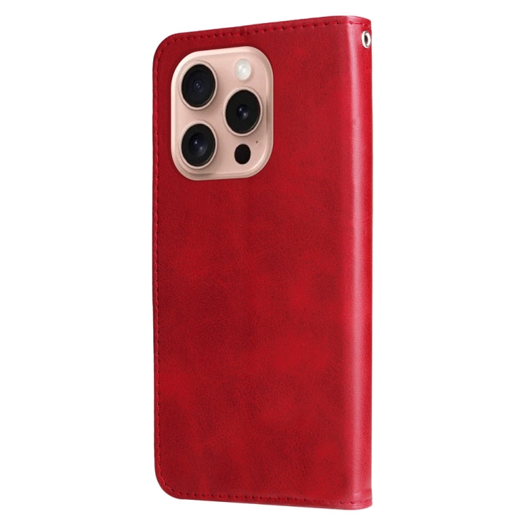 For iPhone 16 Pro Fashion Calf Texture Zipper Leather Phone Case