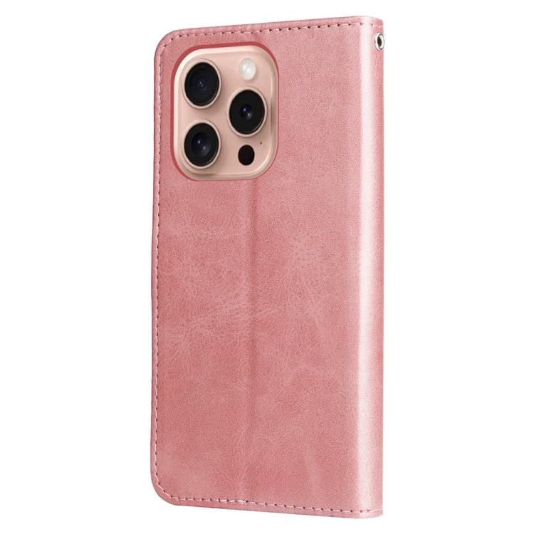 For iPhone 16 Pro Fashion Calf Texture Zipper Leather Phone Case