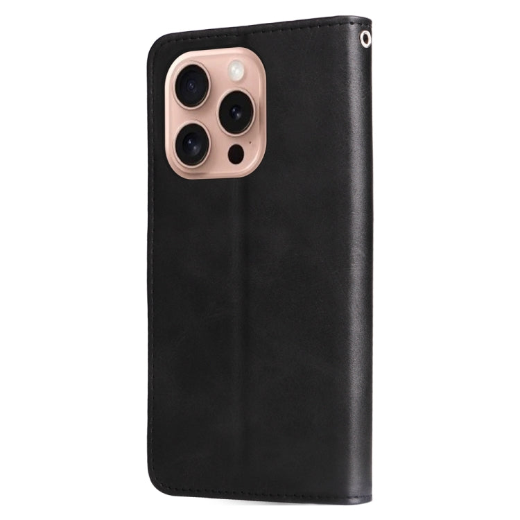 For iPhone 16 Pro Fashion Calf Texture Zipper Leather Phone Case