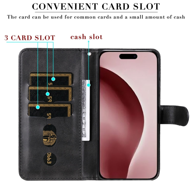 For iPhone 16 Pro Fashion Calf Texture Zipper Leather Phone Case