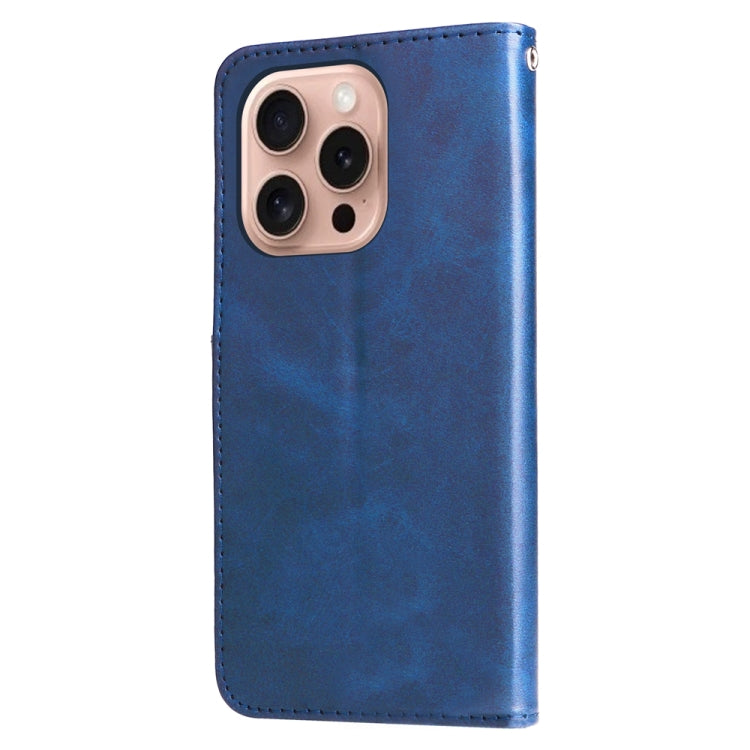 For iPhone 16 Pro Fashion Calf Texture Zipper Leather Phone Case