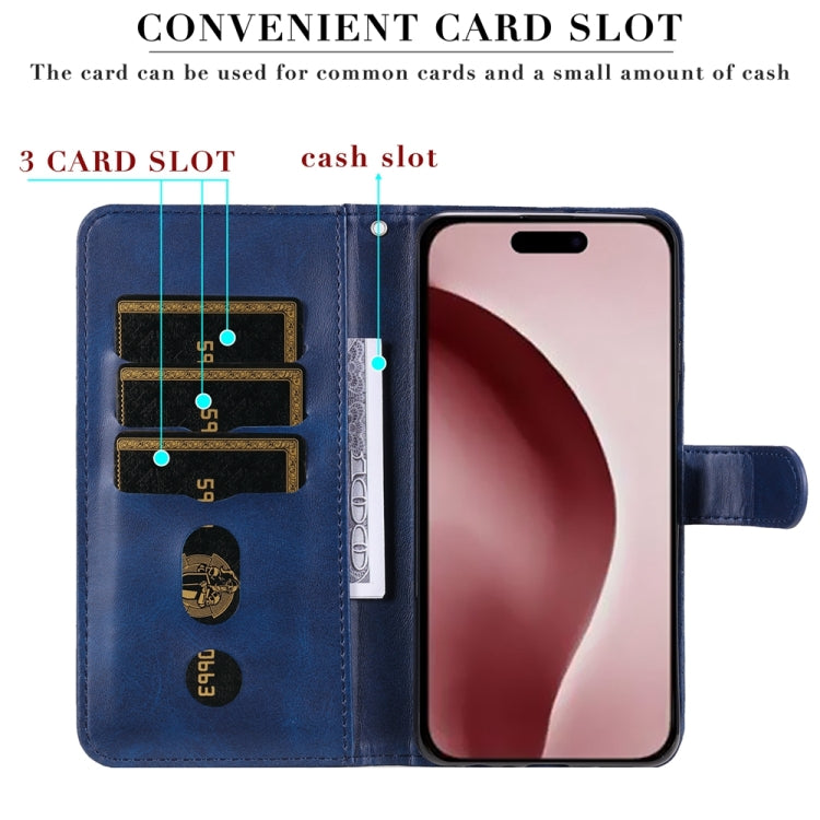 For iPhone 16 Pro Fashion Calf Texture Zipper Leather Phone Case