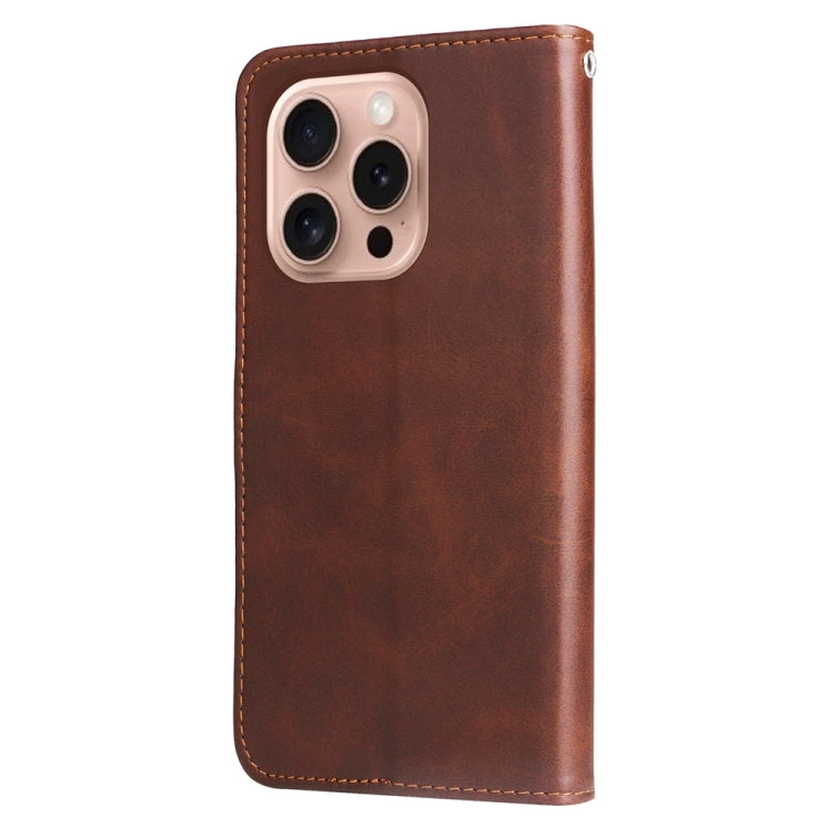 For iPhone 16 Pro Fashion Calf Texture Zipper Leather Phone Case
