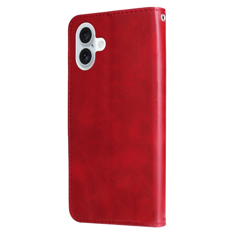 For iPhone 16 Plus Fashion Calf Texture Zipper Leather Phone Case