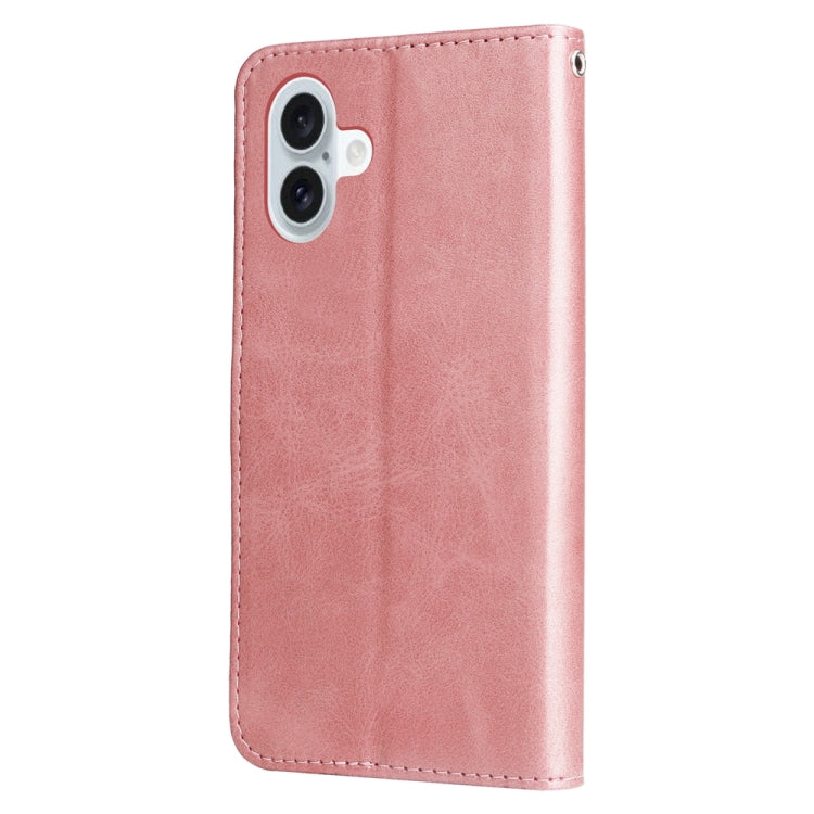 For iPhone 16 Plus Fashion Calf Texture Zipper Leather Phone Case
