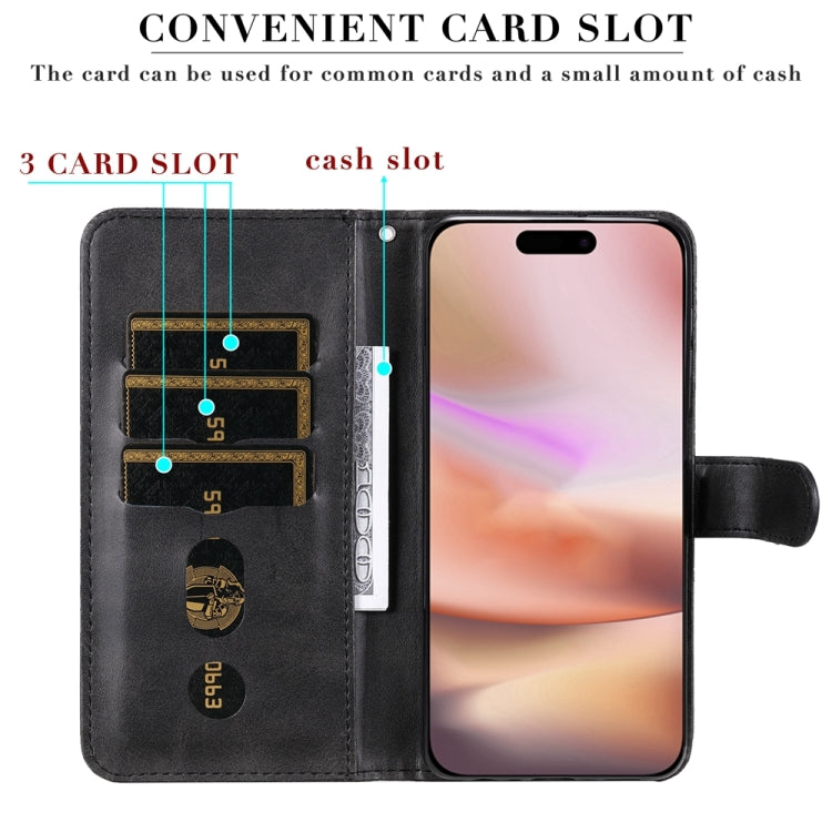 For iPhone 16 Plus Fashion Calf Texture Zipper Leather Phone Case