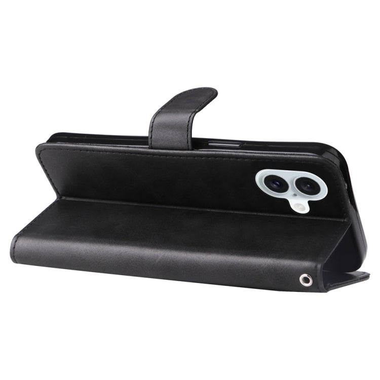 For iPhone 16 Plus Fashion Calf Texture Zipper Leather Phone Case