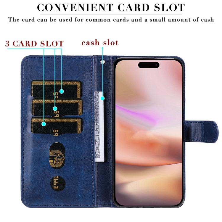 For iPhone 16 Plus Fashion Calf Texture Zipper Leather Phone Case