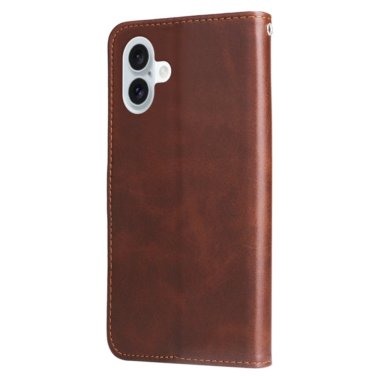 For iPhone 16 Plus Fashion Calf Texture Zipper Leather Phone Case