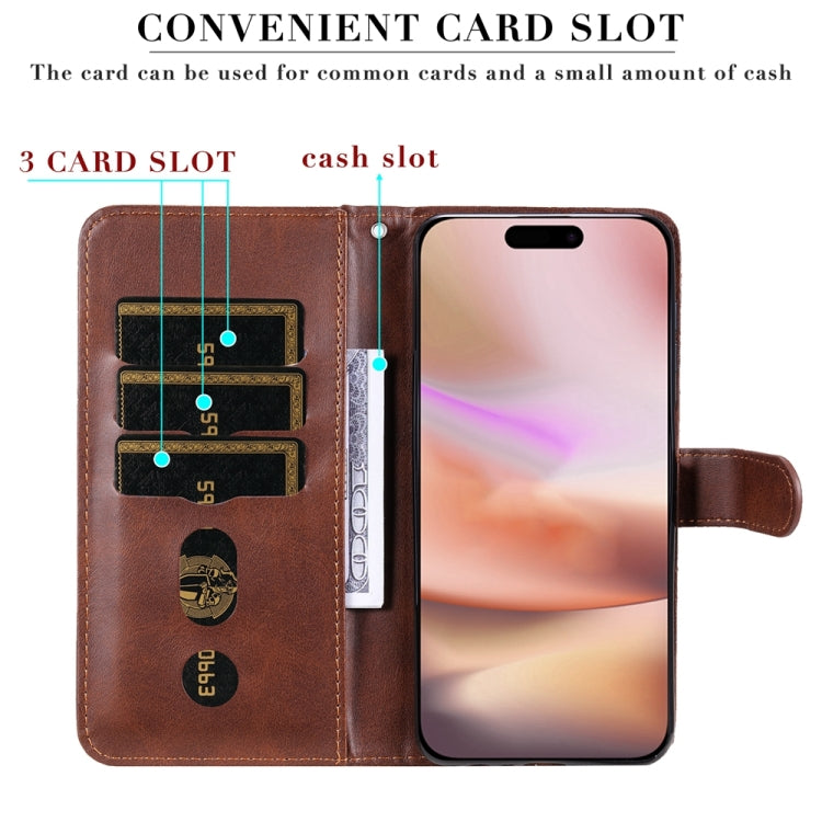 For iPhone 16 Plus Fashion Calf Texture Zipper Leather Phone Case