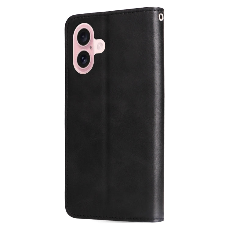 For iPhone 16 Fashion Calf Texture Zipper Leather Phone Case