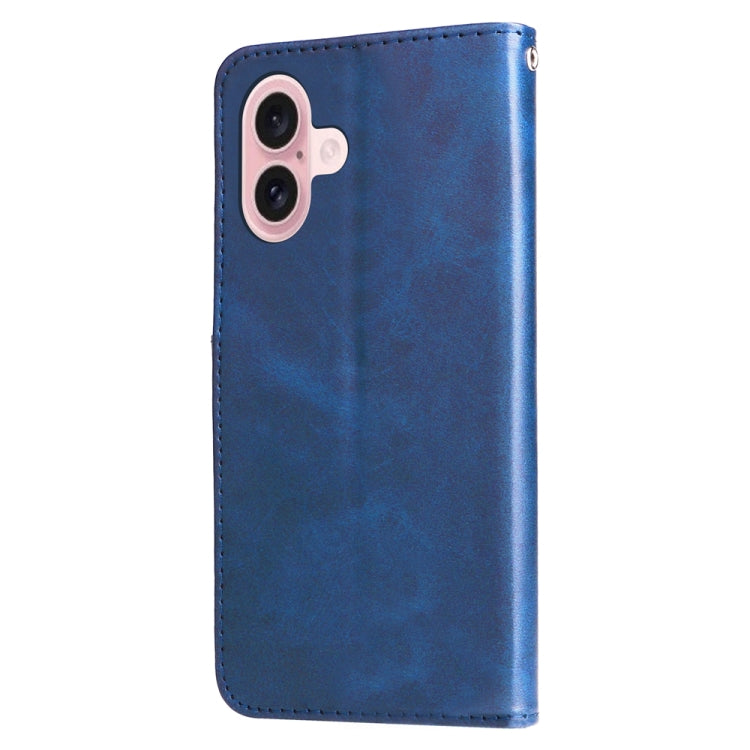 For iPhone 16 Fashion Calf Texture Zipper Leather Phone Case