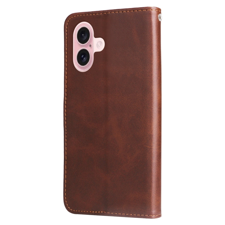 For iPhone 16 Fashion Calf Texture Zipper Leather Phone Case