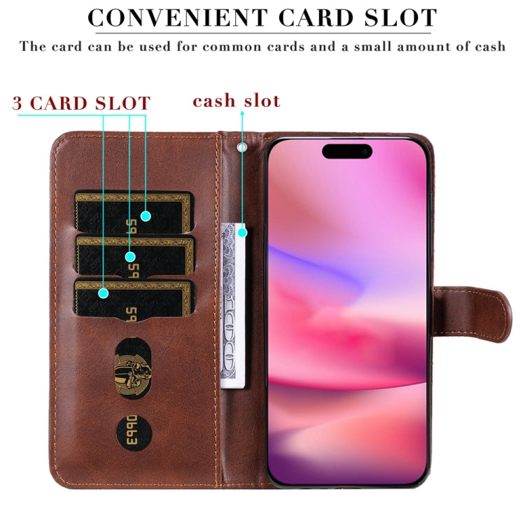 For iPhone 16 Fashion Calf Texture Zipper Leather Phone Case