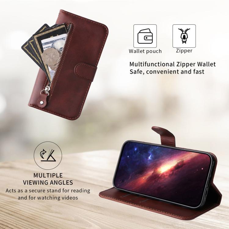 For iPhone 17 Fashion Calf Texture Zipper Leather Phone Case