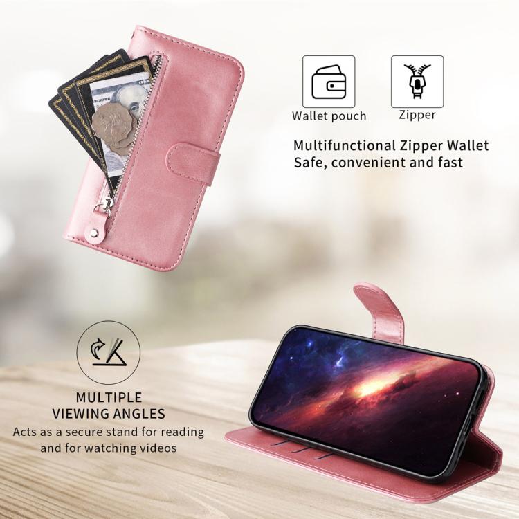 For iPhone 17 Pro Fashion Calf Texture Zipper Leather Phone Case