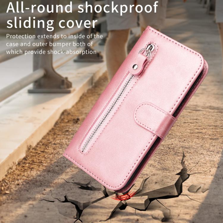 For iPhone 17 Pro Fashion Calf Texture Zipper Leather Phone Case
