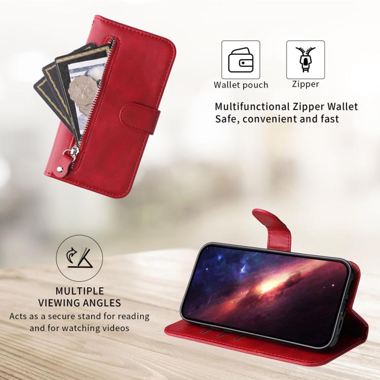 For iPhone 17 Pro Max Fashion Calf Texture Zipper Leather Phone Case