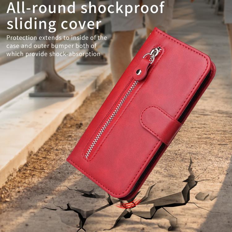 For iPhone 17 Pro Max Fashion Calf Texture Zipper Leather Phone Case