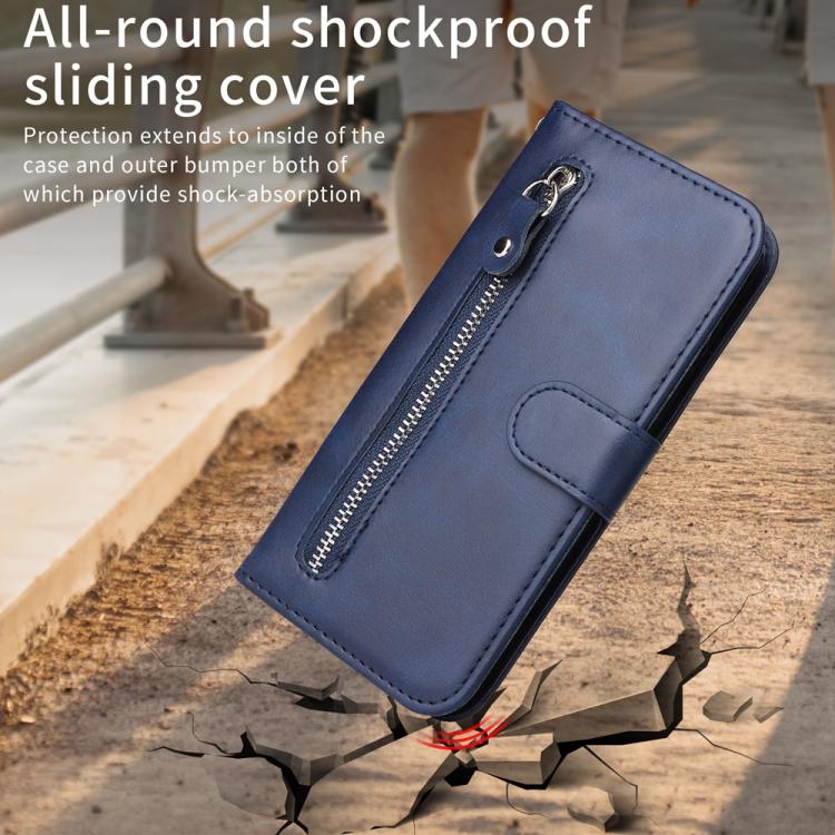 For iPhone 17 Pro Max Fashion Calf Texture Zipper Leather Phone Case