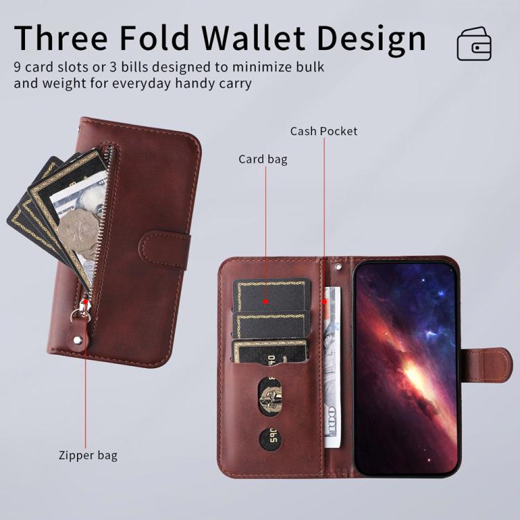 For iPhone 17 Pro Max Fashion Calf Texture Zipper Leather Phone Case
