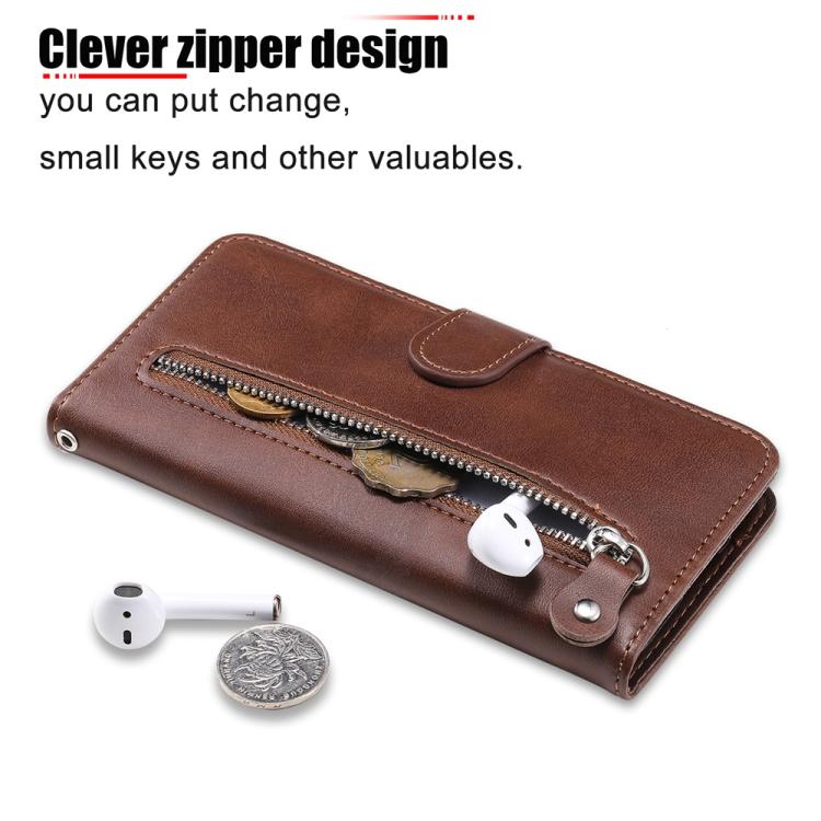 For iPhone 17 Pro Max Fashion Calf Texture Zipper Leather Phone Case