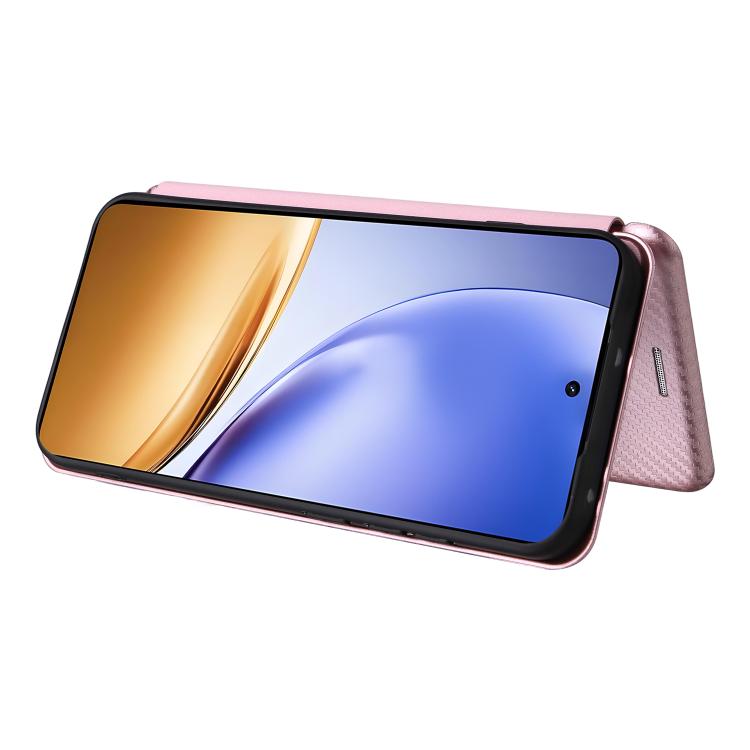 For Realme 14 5G Global Carbon Fiber Texture Flip Leather Phone Case