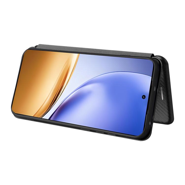 For Realme 14 5G Global Carbon Fiber Texture Flip Leather Phone Case