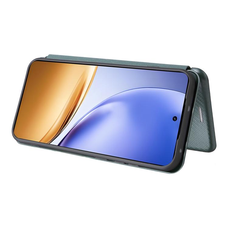 For Realme 14 5G Global Carbon Fiber Texture Flip Leather Phone Case