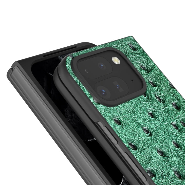 For Google Pixel 9 Pro Fold ABEEL Genuine Leather Ostrich Texture Phone Case