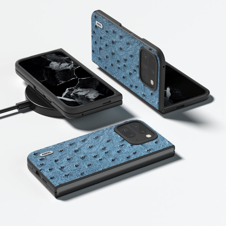 For Google Pixel 9 Pro Fold ABEEL Genuine Leather Ostrich Texture Phone Case