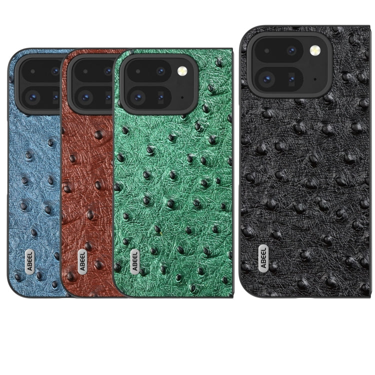 For Google Pixel 9 Pro Fold ABEEL Genuine Leather Ostrich Texture Phone Case