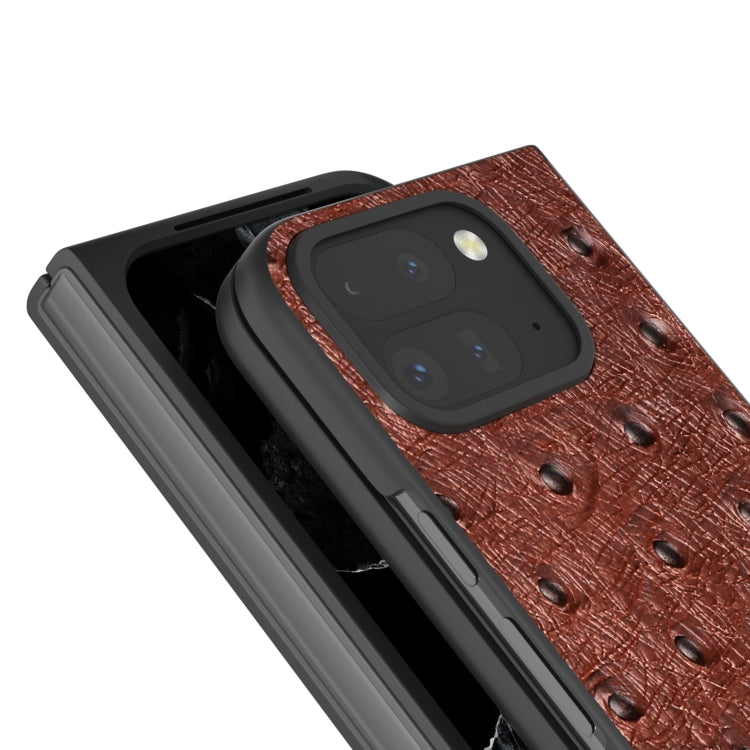 For Google Pixel 9 Pro Fold ABEEL Genuine Leather Ostrich Texture Phone Case