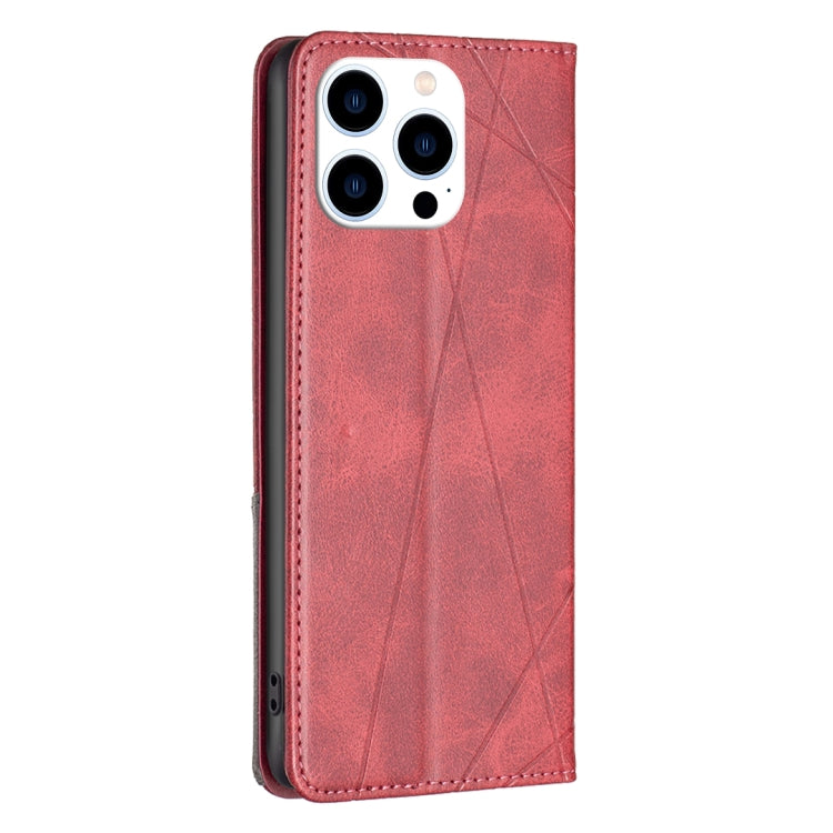 For iPhone 16 Pro Rhombus Texture Magnetic Leather Phone Case