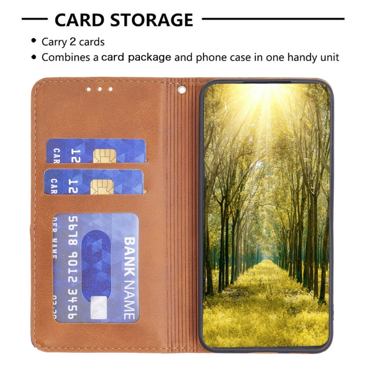 For iPhone 16 Pro Rhombus Texture Magnetic Leather Phone Case